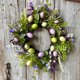 Maxbell 35cm Flower Wreath Hanging Easter Eggs Wreath for Living Room Holidays