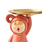 Maxbell Modern Clown Figurine Holding Tray Candy Dish Organizer for Bar Home Decor Orange