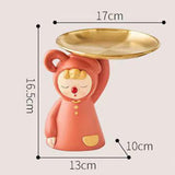 Maxbell Modern Clown Figurine Holding Tray Candy Dish Organizer for Bar Home Decor Orange