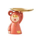 Maxbell Modern Clown Figurine Holding Tray Candy Dish Organizer for Bar Home Decor Orange