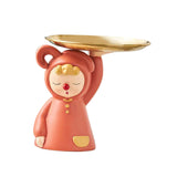 Maxbell Modern Clown Figurine Holding Tray Candy Dish Organizer for Bar Home Decor Orange
