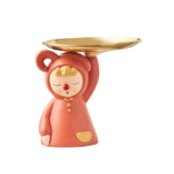 Maxbell Modern Clown Figurine Holding Tray Candy Dish Organizer for Bar Home Decor Orange