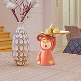 Maxbell Modern Clown Figurine Holding Tray Candy Dish Organizer for Bar Home Decor Orange