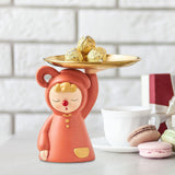 Maxbell Modern Clown Figurine Holding Tray Candy Dish Organizer for Bar Home Decor Orange