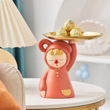 Maxbell Modern Clown Figurine Holding Tray Candy Dish Organizer for Bar Home Decor Orange