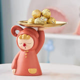 Maxbell Modern Clown Figurine Holding Tray Candy Dish Organizer for Bar Home Decor Orange