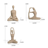Maxbell 3Pcs Yoga Pose Statue Figurine Housewarming Indoor Yoga Figure Sculpture