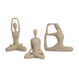 Maxbell 3Pcs Yoga Pose Statue Figurine Housewarming Indoor Yoga Figure Sculpture