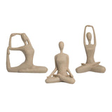 Maxbell 3Pcs Yoga Pose Statue Figurine Housewarming Indoor Yoga Figure Sculpture