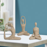 Maxbell 3Pcs Yoga Pose Statue Figurine Housewarming Indoor Yoga Figure Sculpture