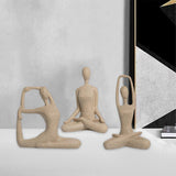 Maxbell 3Pcs Yoga Pose Statue Figurine Housewarming Indoor Yoga Figure Sculpture