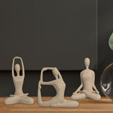 Maxbell 3Pcs Yoga Pose Statue Figurine Housewarming Indoor Yoga Figure Sculpture
