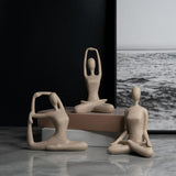 Maxbell 3Pcs Yoga Pose Statue Figurine Housewarming Indoor Yoga Figure Sculpture