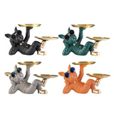 Maxbell Chic Resin French Bulldog Statue 2 Metal Trays with Glasses Home Decor Black