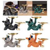 Maxbell Chic Resin French Bulldog Statue 2 Metal Trays with Glasses Home Decor Black