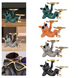 Maxbell Chic Resin French Bulldog Statue 2 Metal Trays with Glasses Home Decor Black