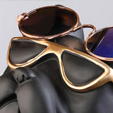 Maxbell Chic Resin French Bulldog Statue 2 Metal Trays with Glasses Home Decor Black