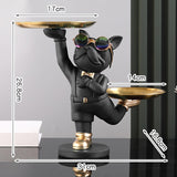 Maxbell Dog Storage Tray Statue Candy Dish Figurines for Table Apartment Decoration black