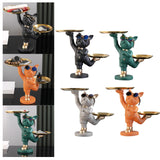 Maxbell Dog Storage Tray Statue Candy Dish Figurines for Table Apartment Decoration black