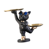 Maxbell Dog Storage Tray Statue Candy Dish Figurines for Table Apartment Decoration black