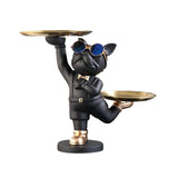 Maxbell Dog Storage Tray Statue Candy Dish Figurines for Table Apartment Decoration black