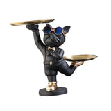 Maxbell Dog Storage Tray Statue Candy Dish Figurines for Table Apartment Decoration black