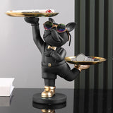 Maxbell Dog Storage Tray Statue Candy Dish Figurines for Table Apartment Decoration black