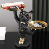 Maxbell Dog Storage Tray Statue Candy Dish Figurines for Table Apartment Decoration black
