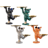 Maxbell Dog Storage Tray Statue Candy Dish Figurines for Table Apartment Decoration black