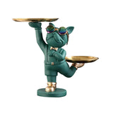 Maxbell Dog Storage Tray Statue Candy Dish Figurines for Table Apartment Decoration green