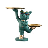 Maxbell Dog Storage Tray Statue Candy Dish Figurines for Table Apartment Decoration green