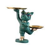 Maxbell Dog Storage Tray Statue Candy Dish Figurines for Table Apartment Decoration green