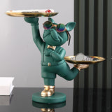 Maxbell Dog Storage Tray Statue Candy Dish Figurines for Table Apartment Decoration green
