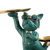 Maxbell Dog Storage Tray Statue Candy Dish Figurines for Table Apartment Decoration green