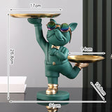 Maxbell Dog Storage Tray Statue Candy Dish Figurines for Table Apartment Decoration green