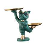 Maxbell Dog Storage Tray Statue Candy Dish Figurines for Table Apartment Decoration green