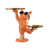 Maxbell Dog Storage Tray Statue Candy Dish Figurines for Table Apartment Decoration orange