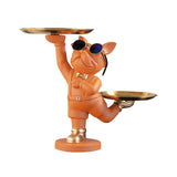Maxbell Dog Storage Tray Statue Candy Dish Figurines for Table Apartment Decoration orange