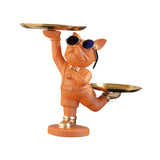 Maxbell Dog Storage Tray Statue Candy Dish Figurines for Table Apartment Decoration orange