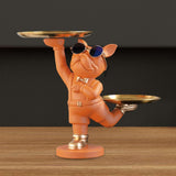 Maxbell Dog Storage Tray Statue Candy Dish Figurines for Table Apartment Decoration orange