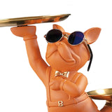 Maxbell Dog Storage Tray Statue Candy Dish Figurines for Table Apartment Decoration orange
