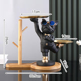 Maxbell Dog Statue Storage Tray Display Ornament for Entrance Restaurant Decor Black