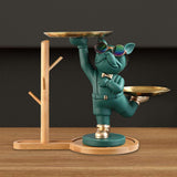 Maxbell Dog Statue Storage Tray Display Ornament for Entrance Restaurant Decor Green