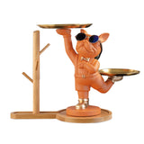 Maxbell Dog Statue Storage Tray Display Ornament for Entrance Restaurant Decor Orange