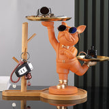 Maxbell Dog Statue Storage Tray Display Ornament for Entrance Restaurant Decor Orange