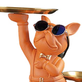 Maxbell Dog Statue Storage Tray Display Ornament for Entrance Restaurant Decor Orange