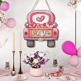 Maxbell Valentine's Door Hanging Decoration Backdrop Wall Decor for Yard Couple Car with Heart