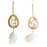 Maxbell Easter Wood Bead Garland Boho Prayer Beads Hanging Garlands Home Decoration Green