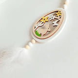 Maxbell Easter Wood Bead Garland Boho Prayer Beads Hanging Garlands Home Decoration White