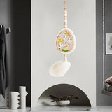 Maxbell Easter Wood Bead Garland Boho Prayer Beads Hanging Garlands Home Decoration White